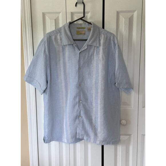 Cubavera Linen Guayabera Shirt Light Blue Men's L - Picture 1 of 8